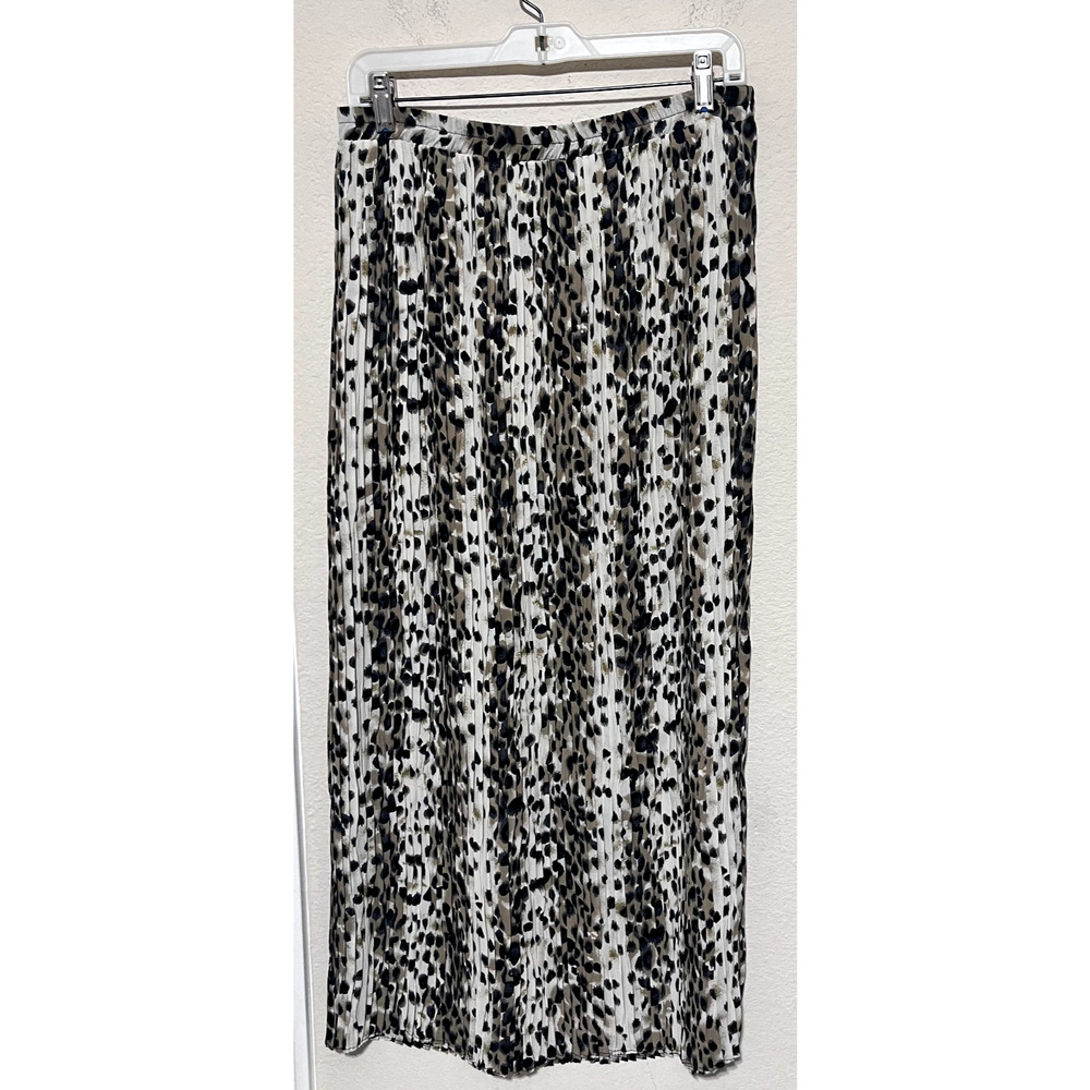 Lord & Taylor Vintage Leopard Print Skirt Long‎ Midi pleated USA sz 10